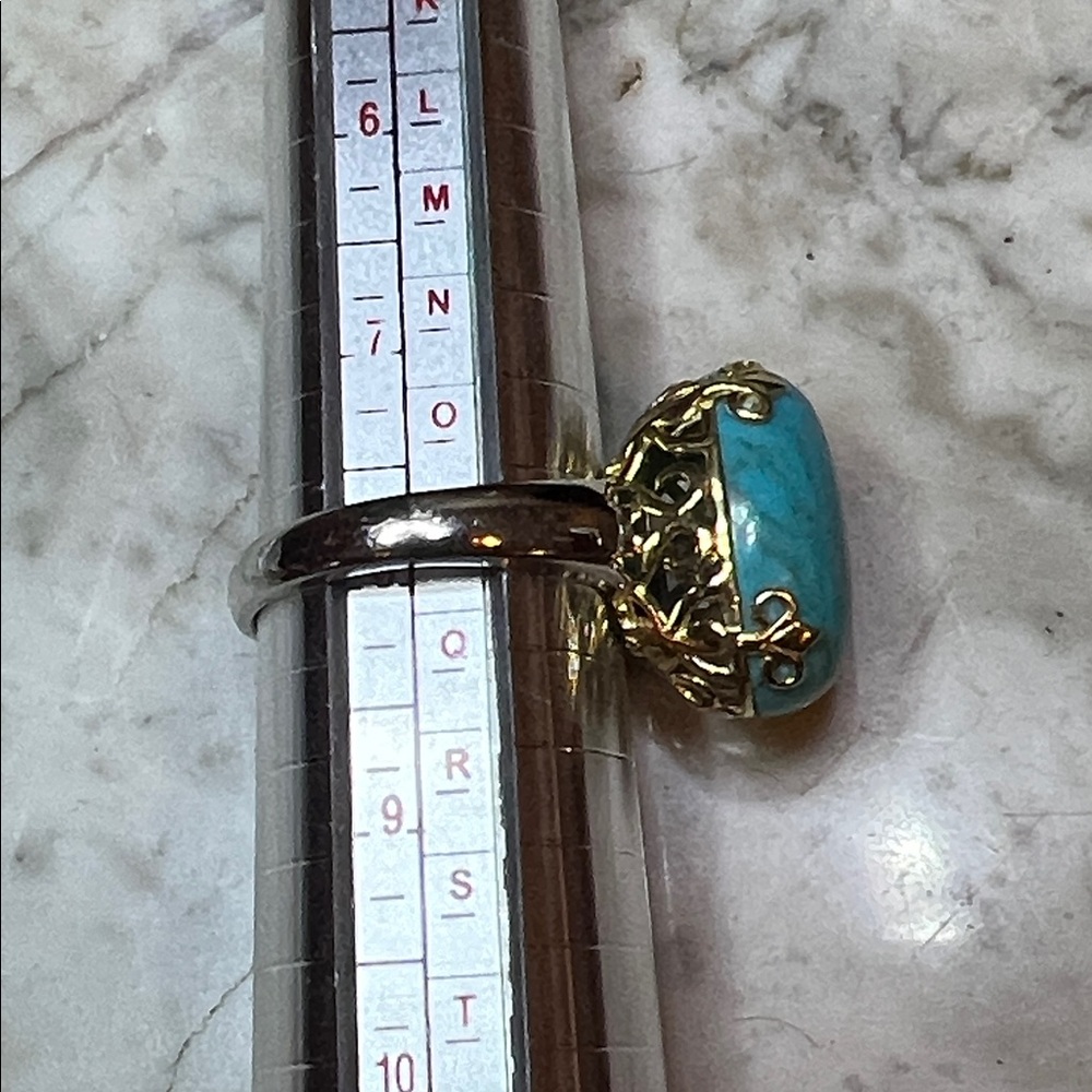 Designer Michelle Albala 925 Vermeil Turquoise Ring - Picture 4 of 8
